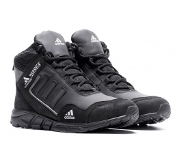 Купить Мужские ботинки на меху Adidas TERREX черные с серым в Украине