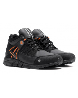 Мужские ботинки на меху Merrell черные с оранжевым
