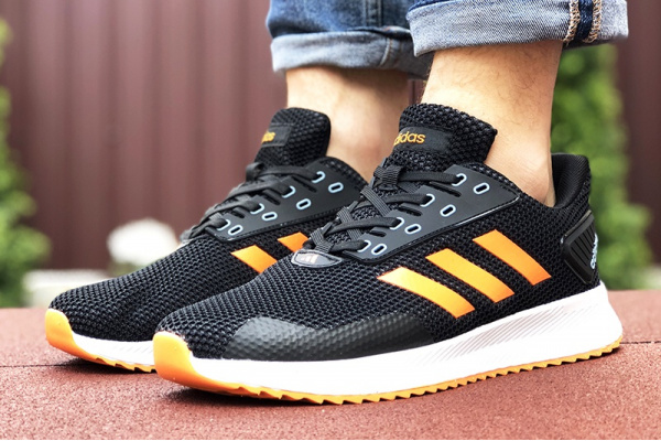 Мужские кроссовки Adidas Boost черные с оранжевым