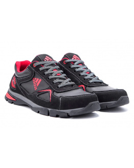 Мужские кроссовки Adidas черые с красным (black-red)