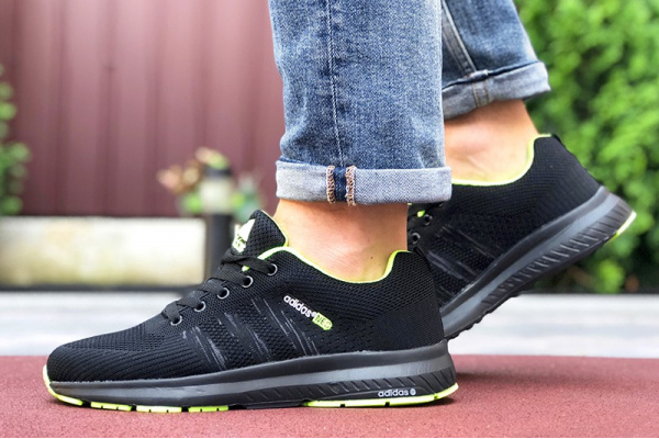 Мужские кроссовки Adidas Neo черные с зеленым