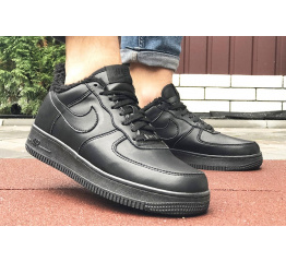 Купить Мужские кроссовки на меху Nike Air Force 1 Low Fur черные в Украине