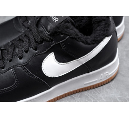 Купить Мужские кроссовки на меху Nike Air Force 1 Low Fur черные с белым в Украине