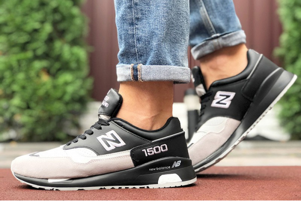 Мужские кроссовки New Balance 1500 черные с бежевым