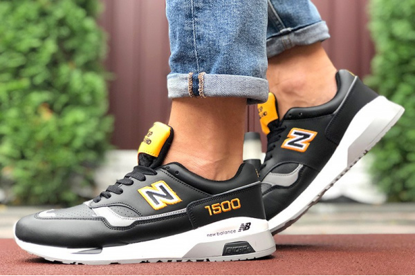 Мужские кроссовки New Balance 1500 черные с желтым