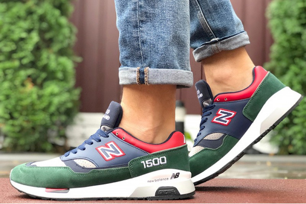 Мужские кроссовки New Balance 1500 темно-синие с зеленым