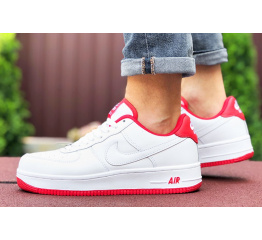 Мужские кроссовки Nike Air Force 1 белые с красным