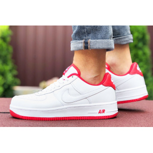Мужские кроссовки Nike Air Force 1 белые с красным