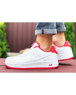 Мужские кроссовки Nike Air Force 1 белые с красным
