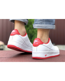 Чоловічі кросівки Nike Air Force 1 білі з червоним