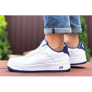 Мужские кроссовки Nike Air Force 1 белые с синим