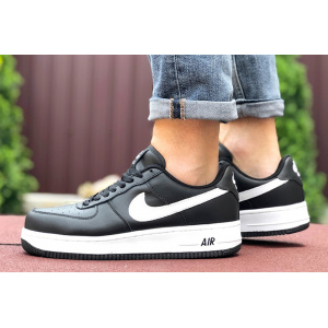Мужские кроссовки Nike Air Force 1 черные с белым