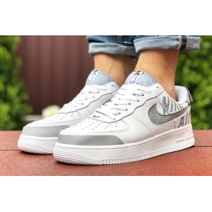 Мужские кроссовки Nike Air Force 1 low белые с серым