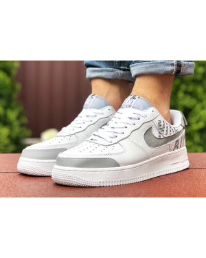 Мужские кроссовки Nike Air Force 1 low белые с серым