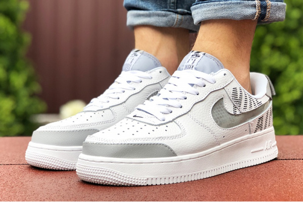 Мужские кроссовки Nike Air Force 1 low белые с серым