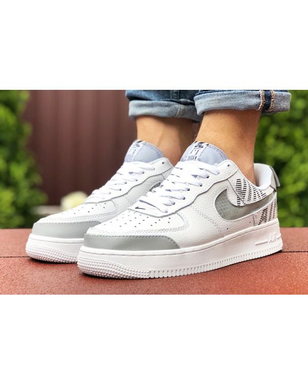 Мужские кроссовки Nike Air Force 1 low белые с серым