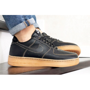 Мужские кроссовки Nike Air Force 1 Low черные с коричневым (black/gum)