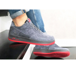 Купить Мужские кроссовки Nike Air Force 1 Low серые с красным (grey/red/suede) в Украине