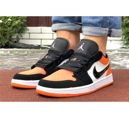 Мужские кроссовки Nike Air Jordan 1 Retro Low белые с черным и оранжевым