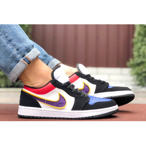 Мужские кроссовки Nike Air Jordan 1 Retro Low белые с фиолетовым