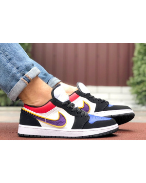 Мужские кроссовки Nike Air Jordan 1 Retro Low белые с фиолетовым