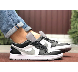 Мужские кроссовки Nike Air Jordan 1 Retro Low белые с серым