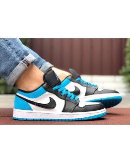 Мужские кроссовки Nike Air Jordan 1 Retro Low белые с синим