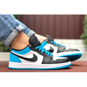 Чоловічі кросівки Nike Air Jordan 1 Retro Low білі з синім