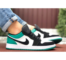 Мужские кроссовки Nike Air Jordan 1 Retro Low белые с зеленым