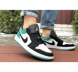 Мужские кроссовки Nike Air Jordan 1 Retro Low белые с зеленым