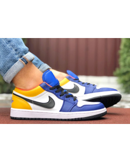 Мужские кроссовки Nike Air Jordan 1 Retro Low белые с желтым