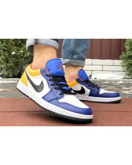 Мужские кроссовки Nike Air Jordan 1 Retro Low белые с желтым