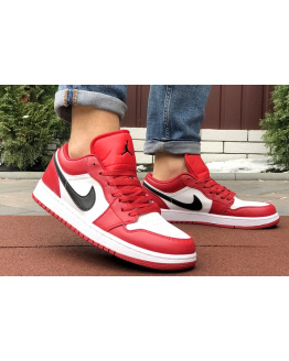 Мужские кроссовки Nike Air Jordan 1 Retro Low красные с белым