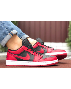 Мужские кроссовки Nike Air Jordan 1 Retro Low красные с черным