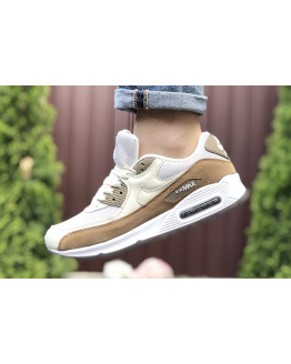 Чоловічі кросівки Nike Air Max 90 білі з бежевим и коричневым