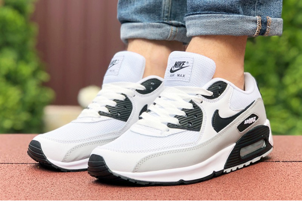 Мужские кроссовки Nike Air Max 90 белые с серым