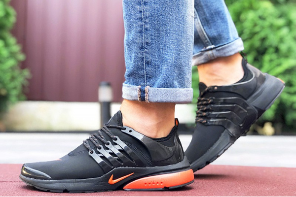 Мужские кроссовки Nike Air Presto черные с оранжевым