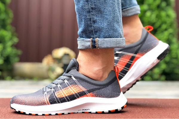 Мужские кроссовки Nike Air Zoom серые с оранжевым
