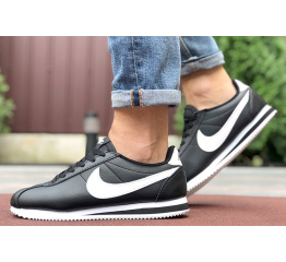 Мужские кроссовки Nike Classic Cortez Leather черные с белым