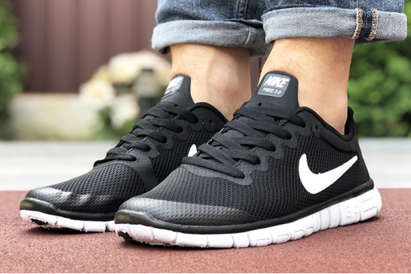 Мужские кроссовки Nike Free Run 3.0 черные с белым