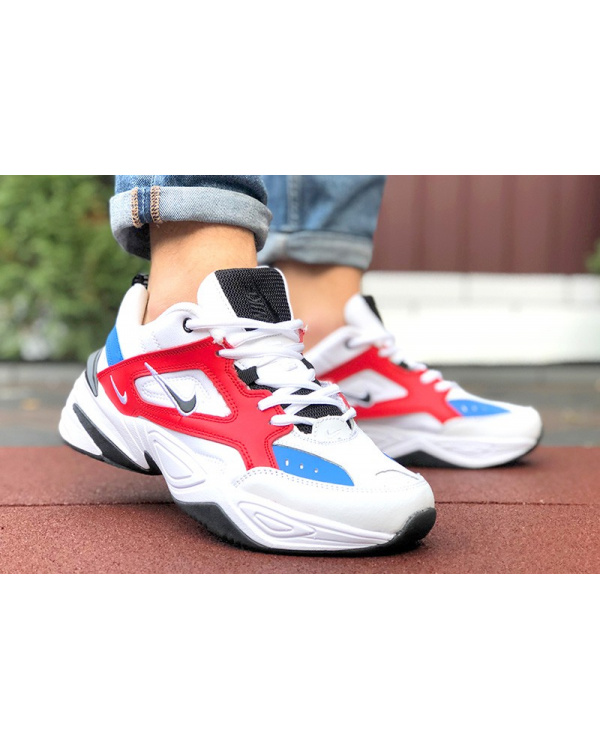 Мужские кроссовки Nike M2K Tekno белые с красным и синим