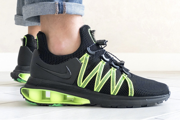Мужские кроссовки Nike Shox Gravity черные с неоново-зеленым