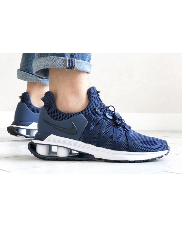 Мужские кроссовки Nike Shox Gravity темно-синие с белым