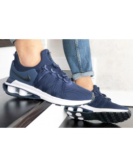 Мужские кроссовки Nike Shox Gravity темно-синие с белым