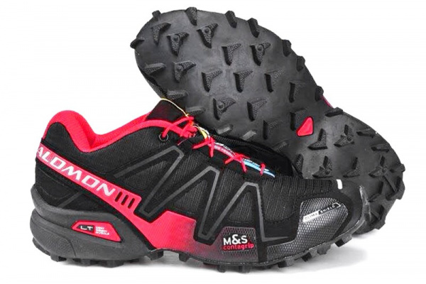 Мужские кроссовки Salomon Speedcross 3 черные с бордовым
