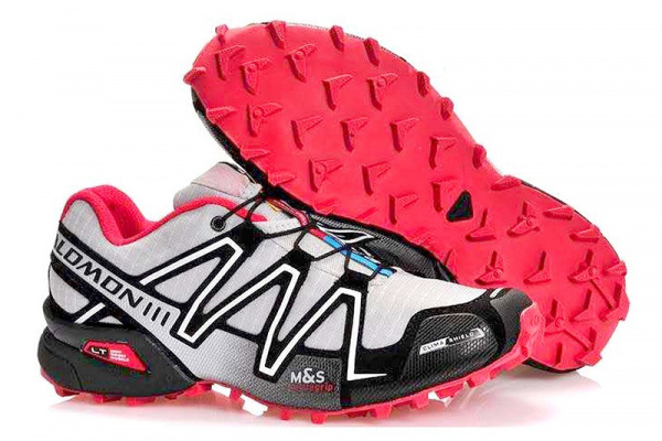 Мужские кроссовки Salomon Speedcross 3 светло-серые с красным