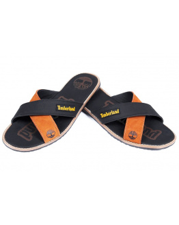 Мужские шлепанцы Timberland черные с коричневым