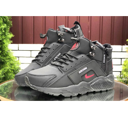 Купить Мужские высокие кроссовки на меху Nike Huarache х Acronym City черные с красным