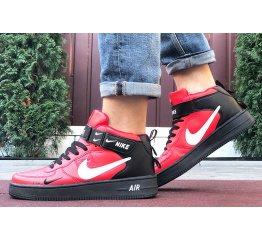 Купить Мужские высокие кроссовки Nike Air Force 1 '07 Mid Lv8 Utility красные с черным