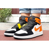 Купить Мужские высокие кроссовки Nike Jordan 1 Retro High белые с черным и оранжевым